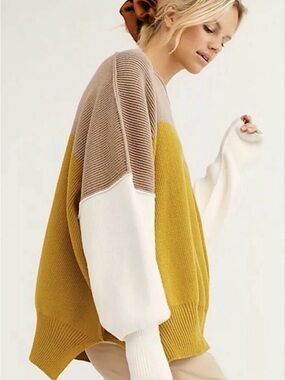 Free People Easy Street Colorblock Tunic  Colorblock Oversized Sweater